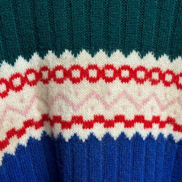 Vintage Urban Outfitters Fair Isle Mock Neck Sweater Size M Green Red - Picture 5 of 7